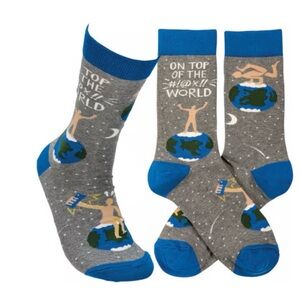 On top of the world Blue and Gray Novelty Socks unisex